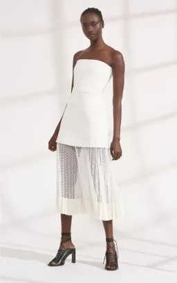 Dion Lee White Strapless Pleated Mesh Midi Length Dress White Size AU 10 for rent on The Volte - image 2