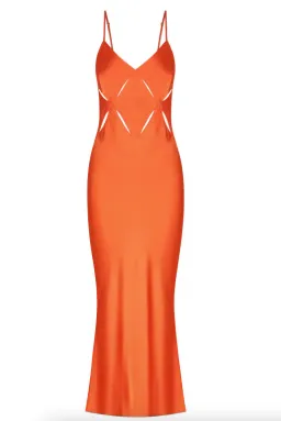Shona Joy Milo Cut Out Slit Midi Dress - Hibiscus Red/ Orange Size AU 12 for rent on The Volte - image 5