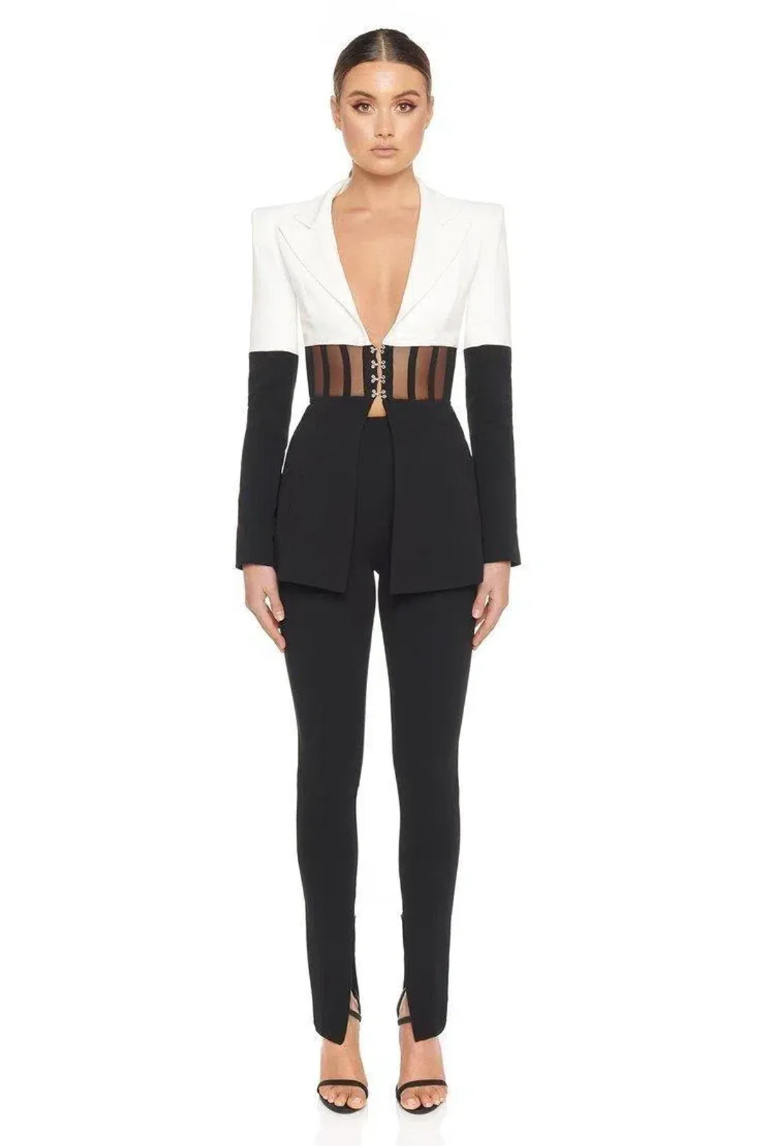 Eliya the Label Kira Two-Piece Suit Black/White Size 6 for rent on The Volte - main image