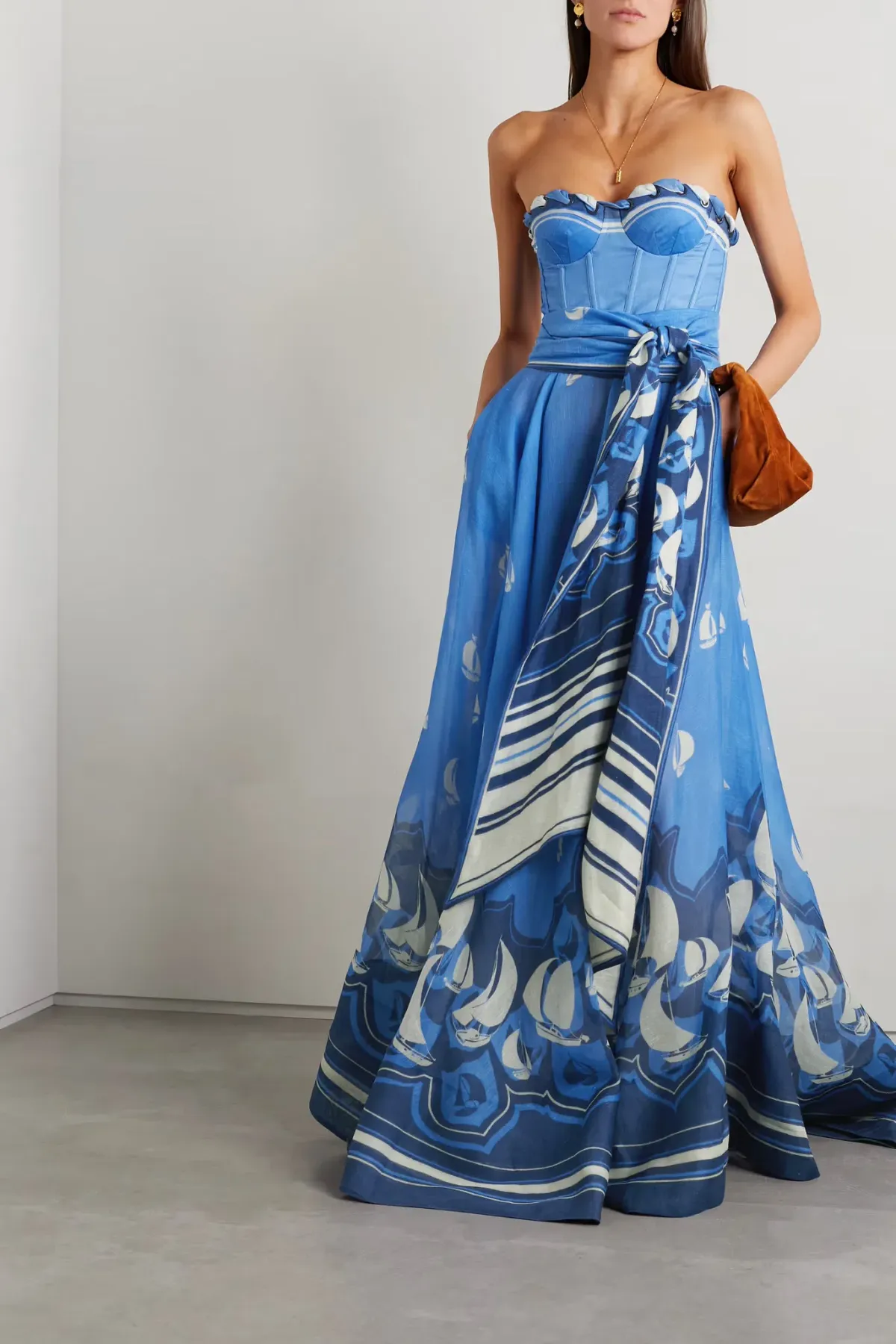 Zimmermann High Tide Eyelet Maxi Dress Blue Sailboats Size 1/Au 10 - Image 1