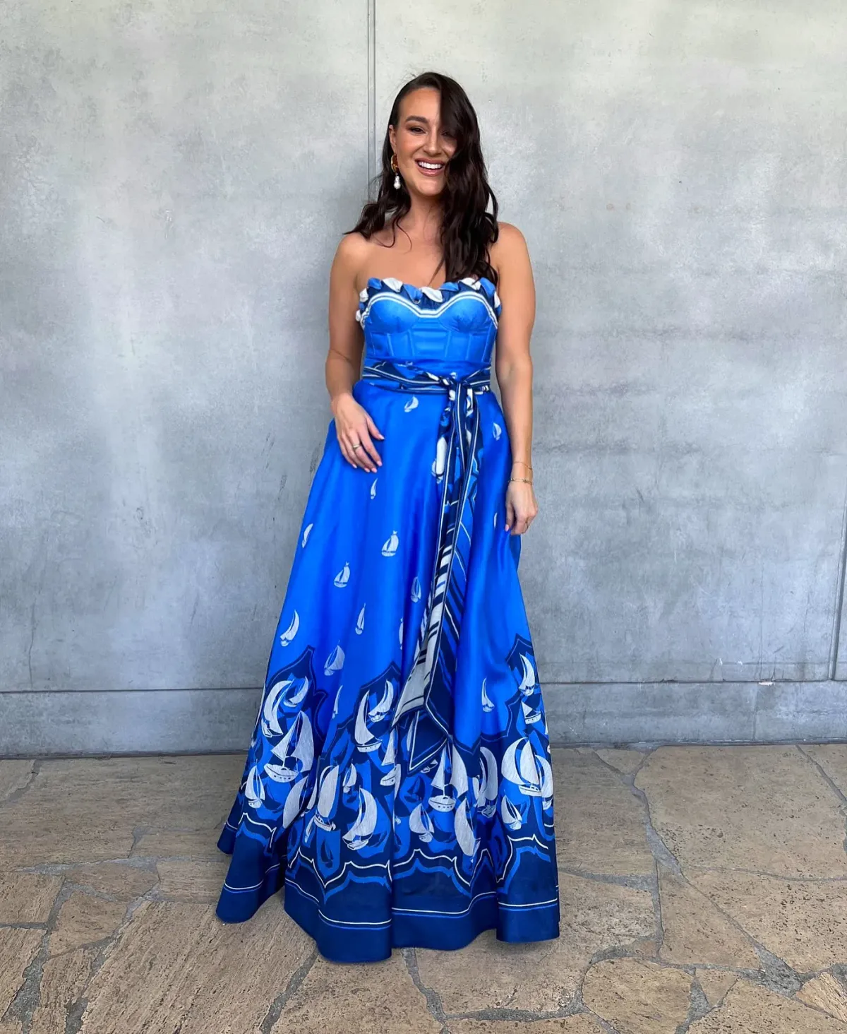 Zimmermann High Tide Eyelet Maxi Dress Blue Sailboats Size 1/Au 10 - Image 2