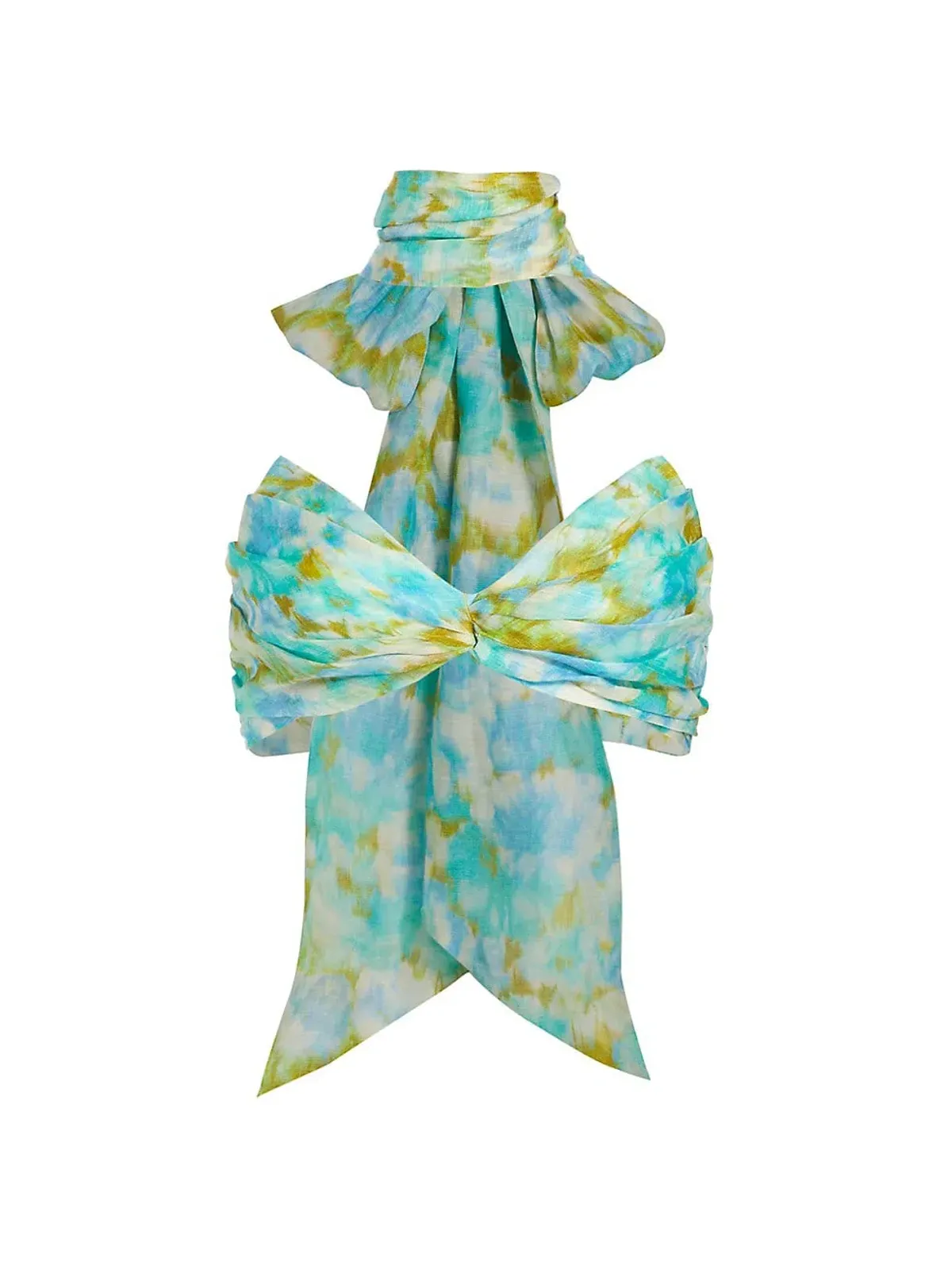 Zimmermann High Tide Twist Crop Bodice And Skirt Set Aqua Ikat Size 0/Au 8 - Image 4