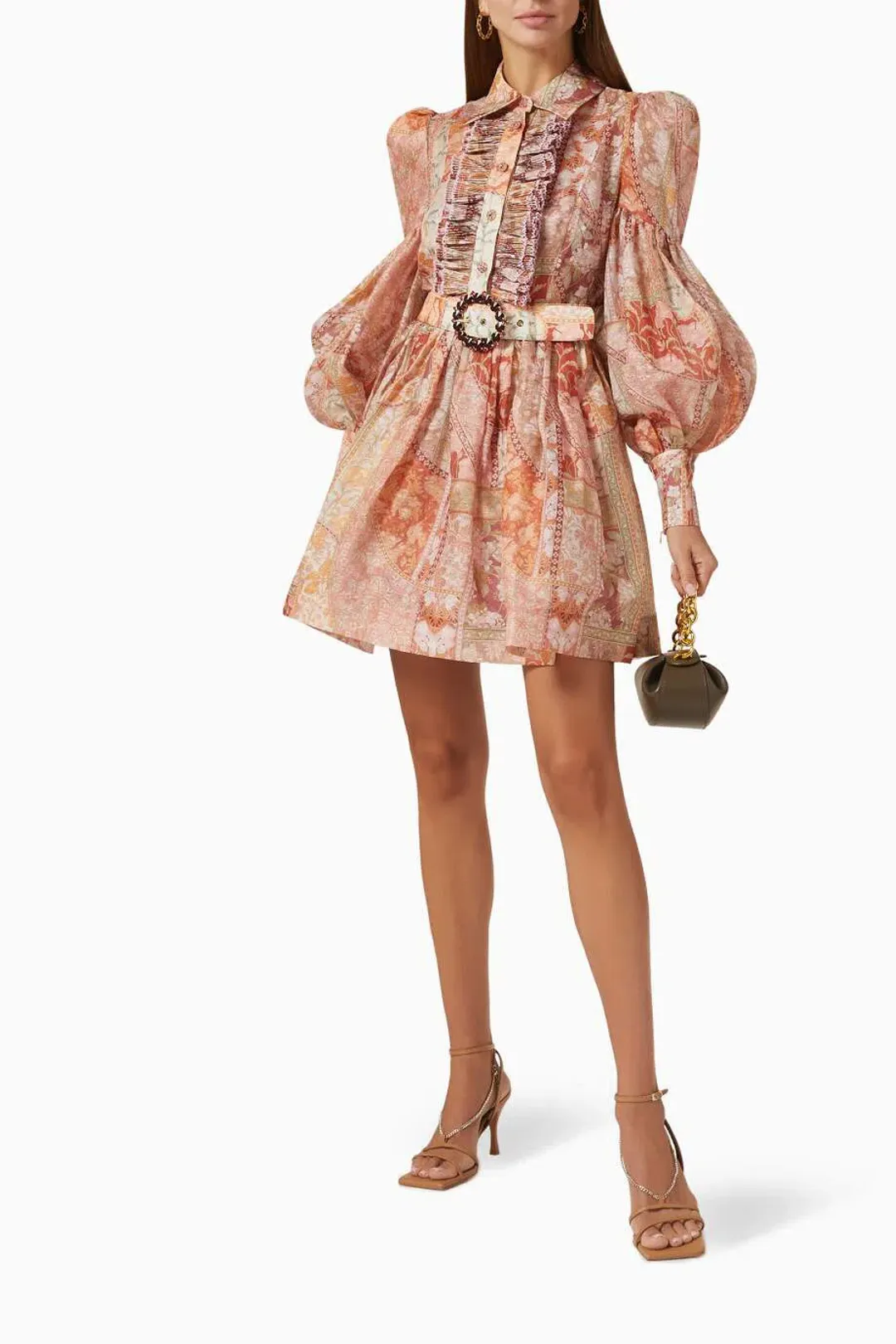Zimmermann Kaleidoscope Tuxedo Frill Mini Dress in Linen Blend Size 0/Au 8 for rent on The Volte - main image