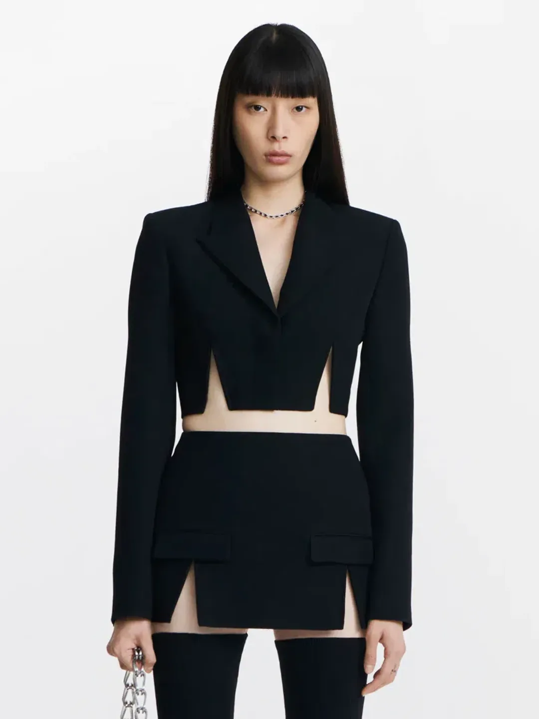 Dion Lee Split Hem Mini Skirt Black Size 6 for rent on The Volte - main image