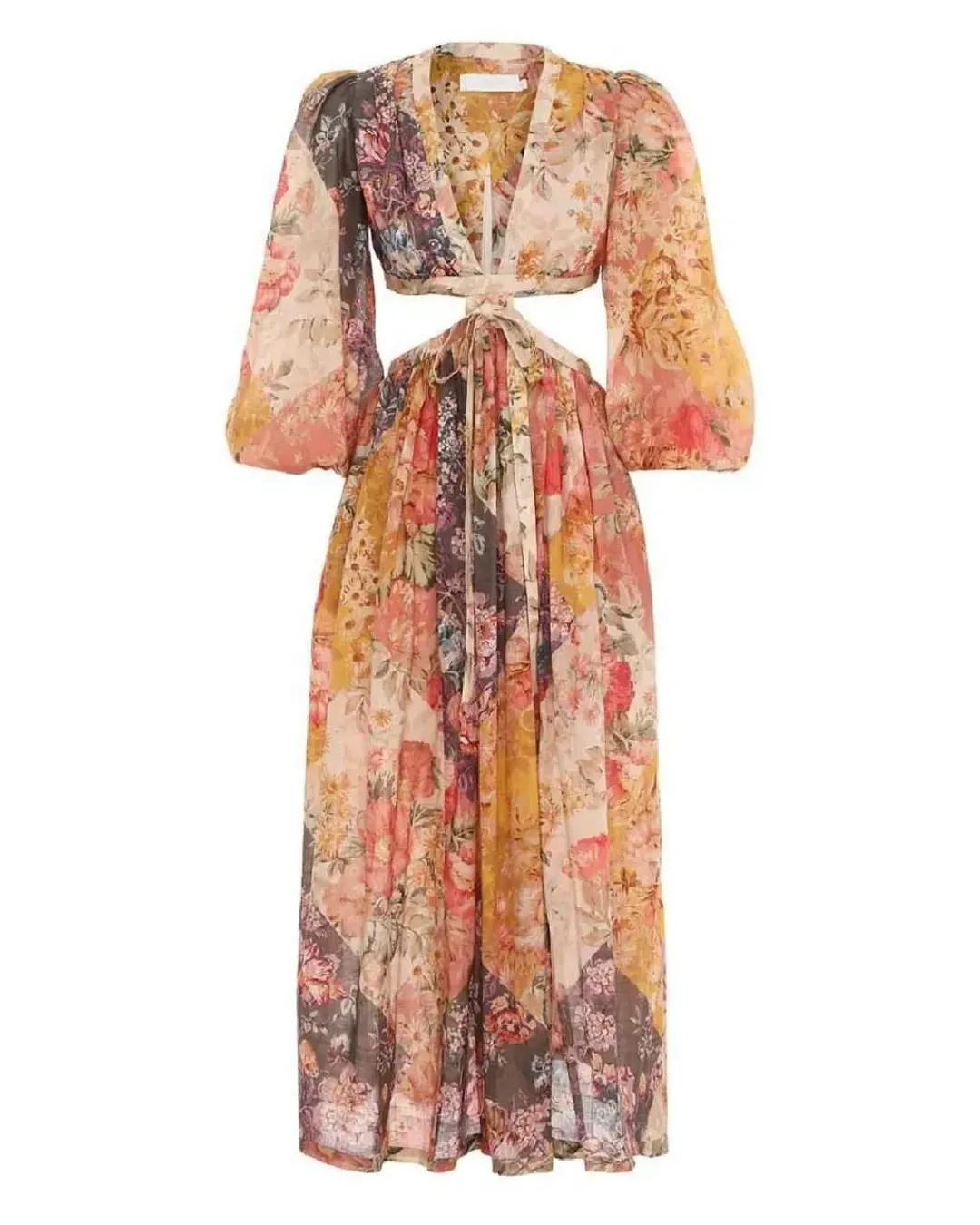 Zimmermann Pattie Patchwork Long Dress Patch Floral Size 1 /Au 10 for rent on The Volte - main image