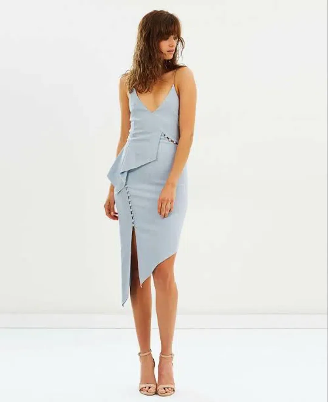 Bec & Bridge Honeysuckle Asymm Dress Pale Blue Size 10 for rent on The Volte - main image