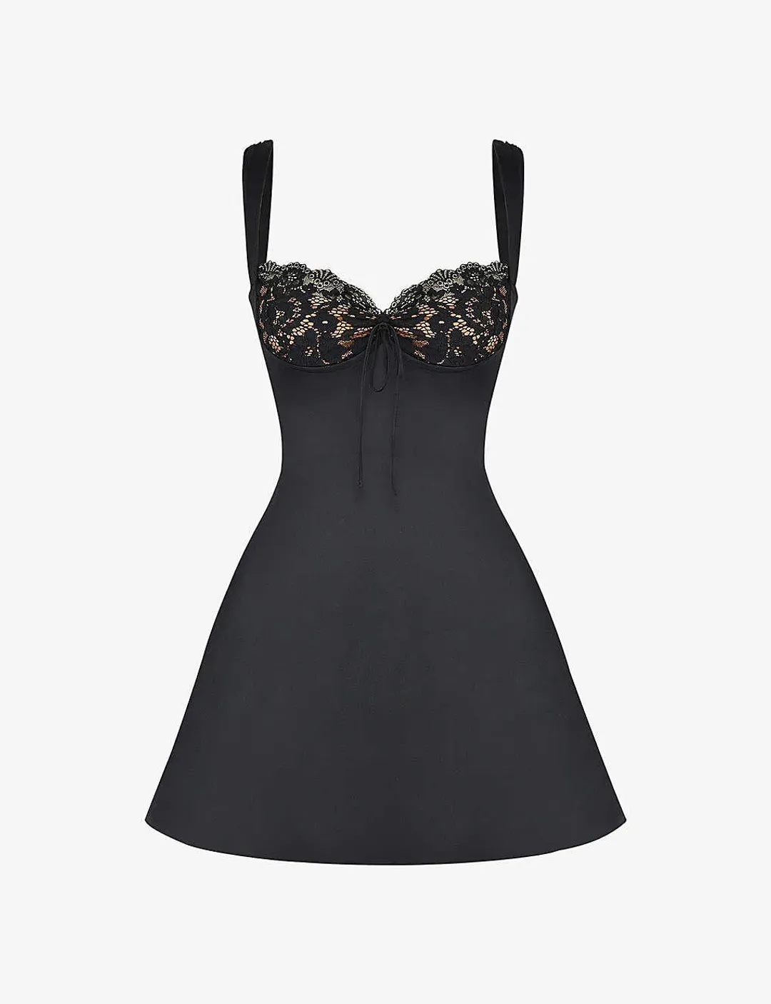House of CB Adriana Satin and Lace Mini Dress Black Size M / Au 10 for rent on The Volte - main image