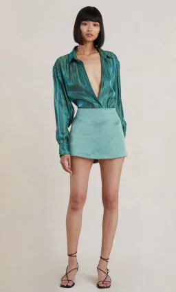 Bec & Bridge Symone Mini Skirt Moss Green Size AU 8 for rent on The Volte - image 1