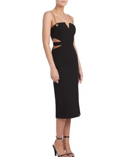 Rebecca Vallance Iman Cut Out Midi Dress Black Size AU 10 for rent on The Volte - image 1
