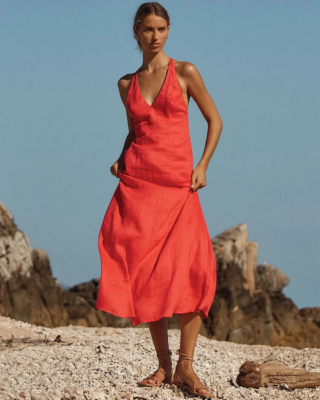 Kookai Tahiti Ring Back Dress In Candy Red Size 8 for rent on The Volte - main image