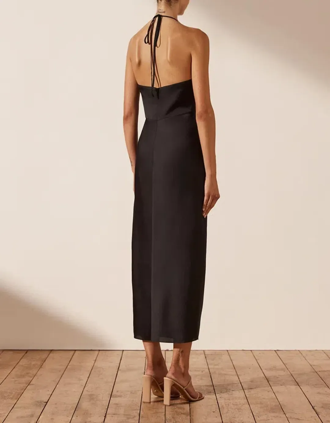Shona Joy Luxe Twist Front Halter Midi Dress for rent on The Volte - main image