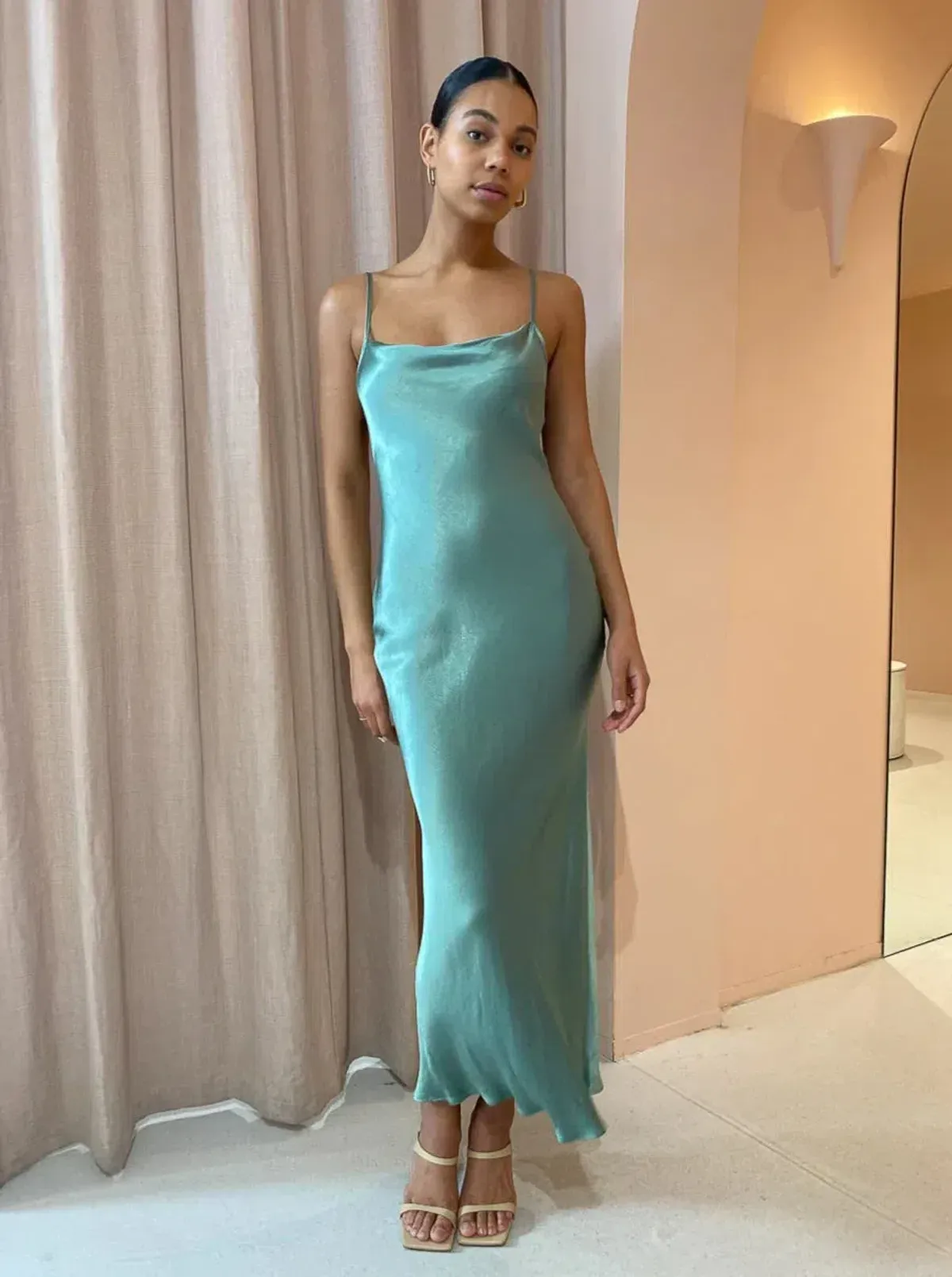 Bec & Bridge Malyka Maxi Slip Dress Moss Green Size 8 - Image 6