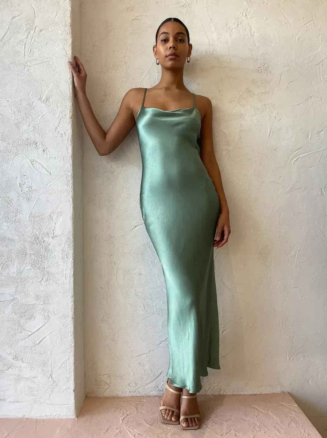 Bec & Bridge Malyka Maxi Slip Dress Moss Green Size 8 for rent on The Volte - main image