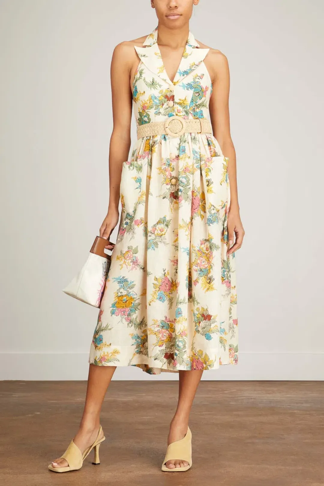 Zimmermann Clover Halter Shirt Dress Honey Peony Floral Size 2/Au 12 for rent on The Volte - main image
