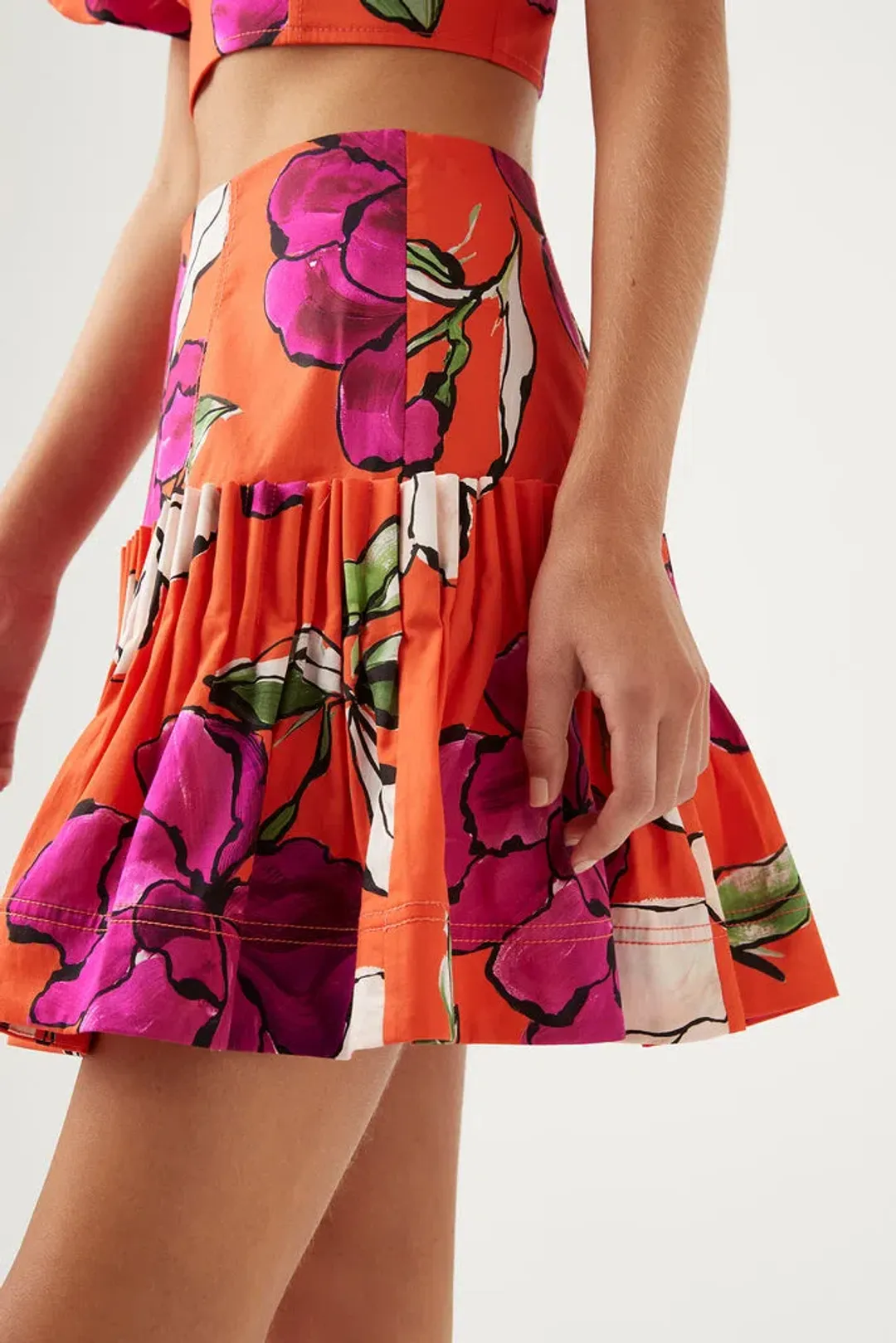 Aje Niki Vivid Camellia Pleated Mini Skirt Floral Size S / AU 8 for rent on The Volte - main image