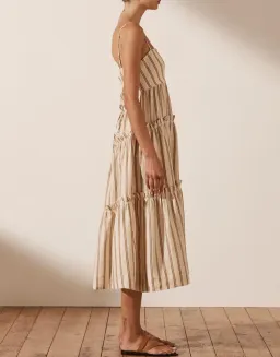 Shona Joy Aries Open Back Tiered Midi Dress Stripe Size 10 for rent on The Volte - image 2