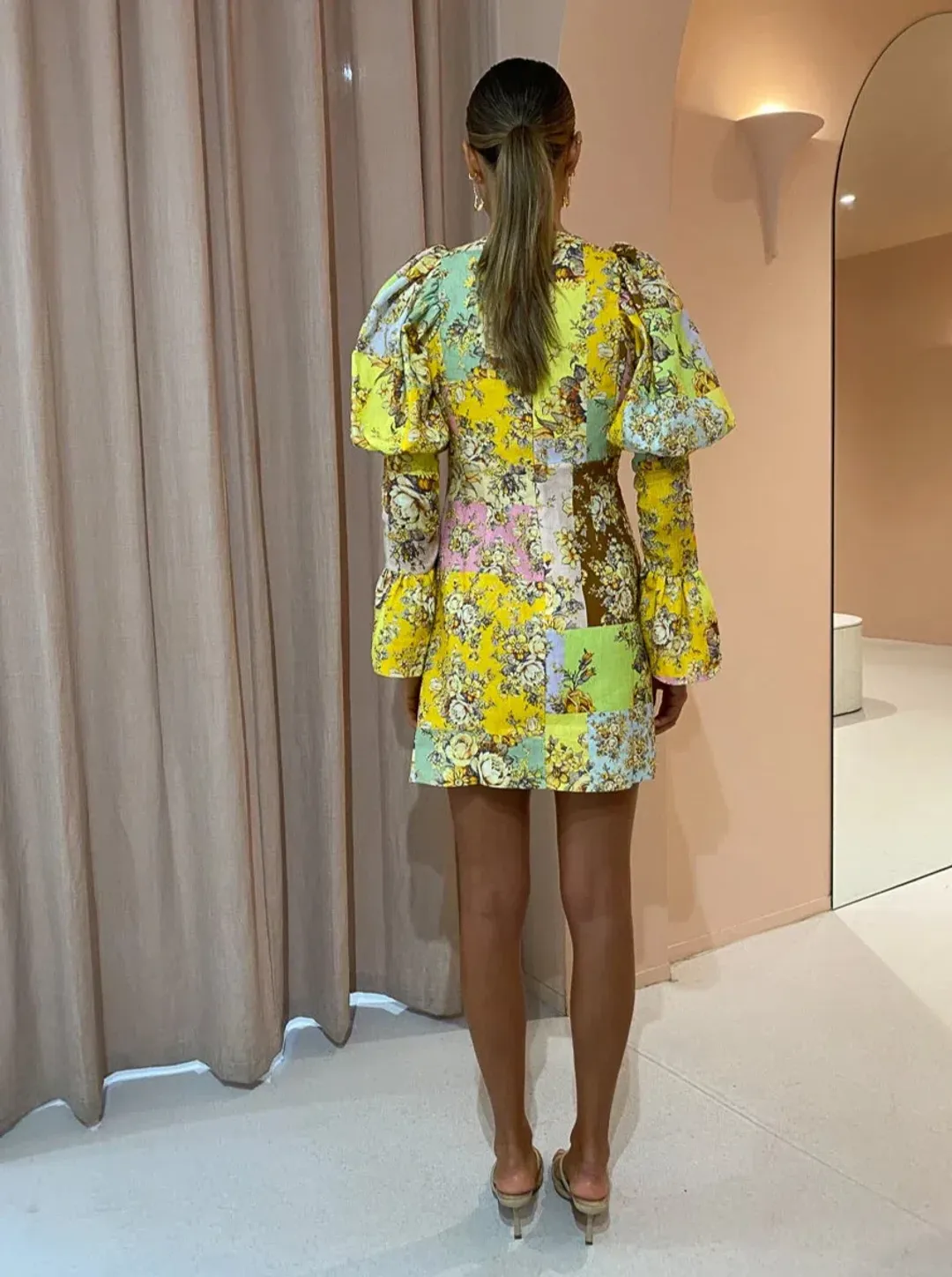 Alemais Matilde Puff Sleeve Mini Dress Multi Size 10 for rent on The Volte - main image