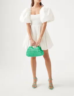 Aje Casa Puff Sleeve Mini Dress in Ivory Size 6 / XS for rent on The Volte - image 1