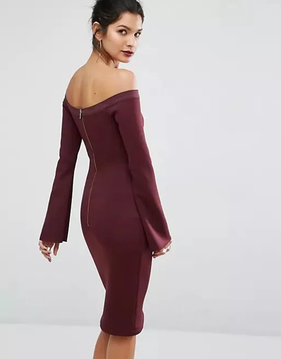 Bec & Bridge Banditti Off Shoulder Dress Claret Size AU 6 for rent on The Volte - main image