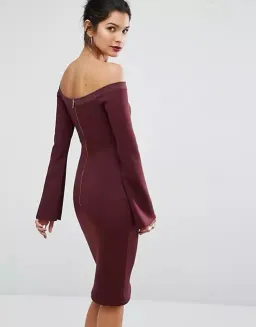 Bec & Bridge Banditti Off Shoulder Dress Claret Size AU 6 for rent on The Volte - image 3