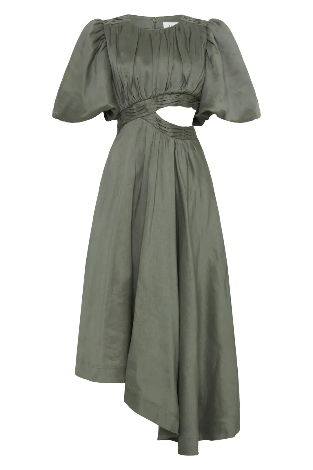 Aje Tidal Tucked Cut Out Midi Dress Green Size 8 for rent on The Volte - main image