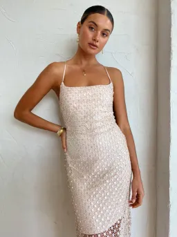 Manning Cartell Crochet Sequins Slip Dress Beige Size AU 8 for rent on The Volte - image 3
