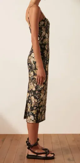 Shona Joy Palermo Linen Fitted Midi Dress Black Size AU 10 for rent on The Volte - image 2