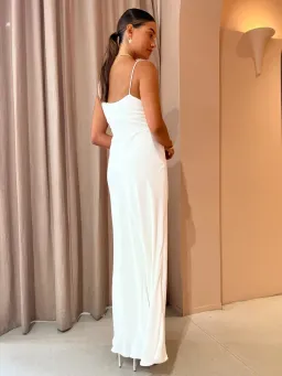 By Johnny Soraya V Front Midi Dress in Ivory White Size AU 8 for rent on The Volte - image 4