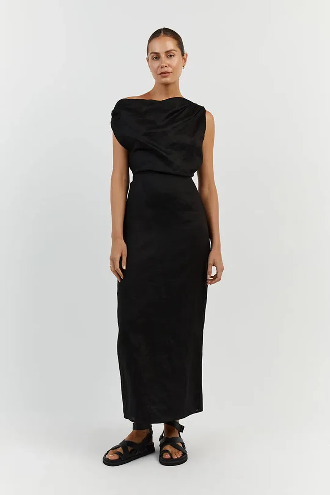 DISSH Cass Black Linen Dress Size 6 for rent on The Volte - main image