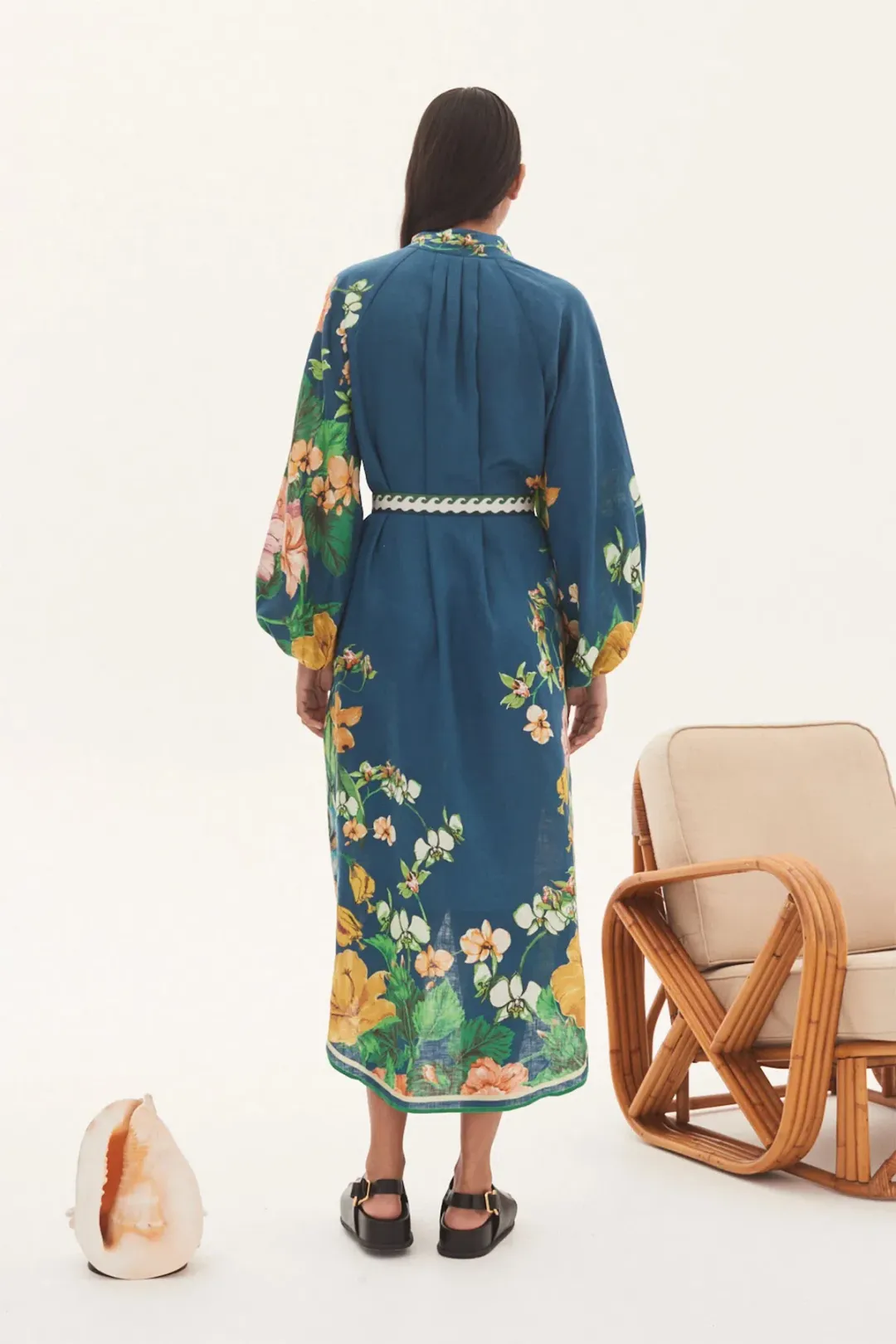 Alemais Lyla Linen Shirt Dress Floral Size 10 for rent on The Volte - main image