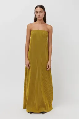 Camilla and Marc Izaro Maxi Dress Yellow Brown Size 10 for rent on The Volte - image 1