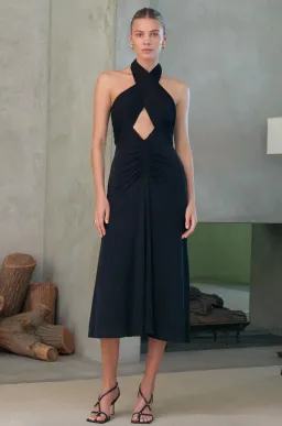 Misha Esperanza Slinky Jersey Midi Dress Black Size 6/XS for rent on The Volte - image 1