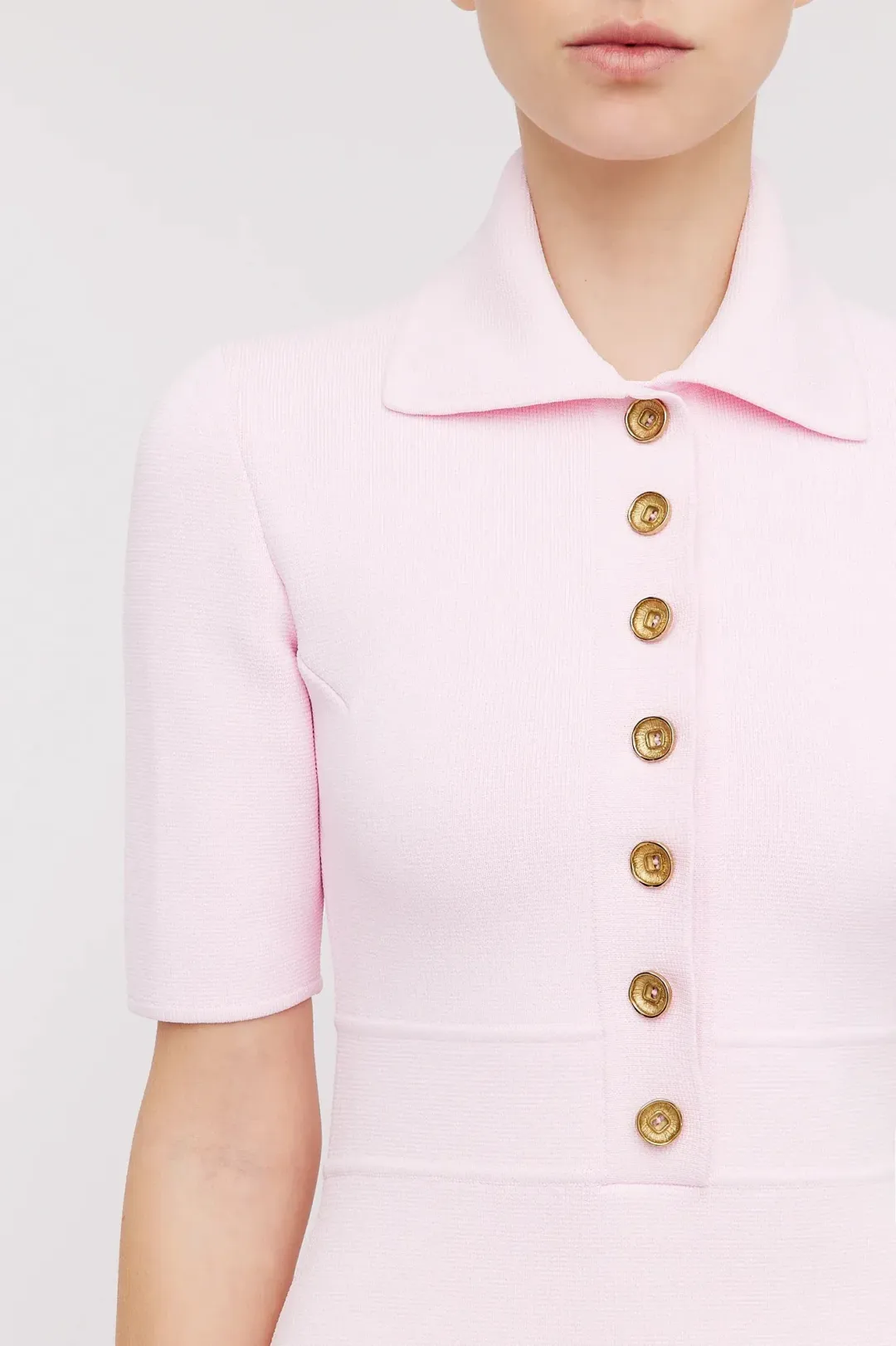 Scanlan Theodore Crepe Knit Button Collar Mini Dress Pink Size XS / Au 6 for rent on The Volte - main image