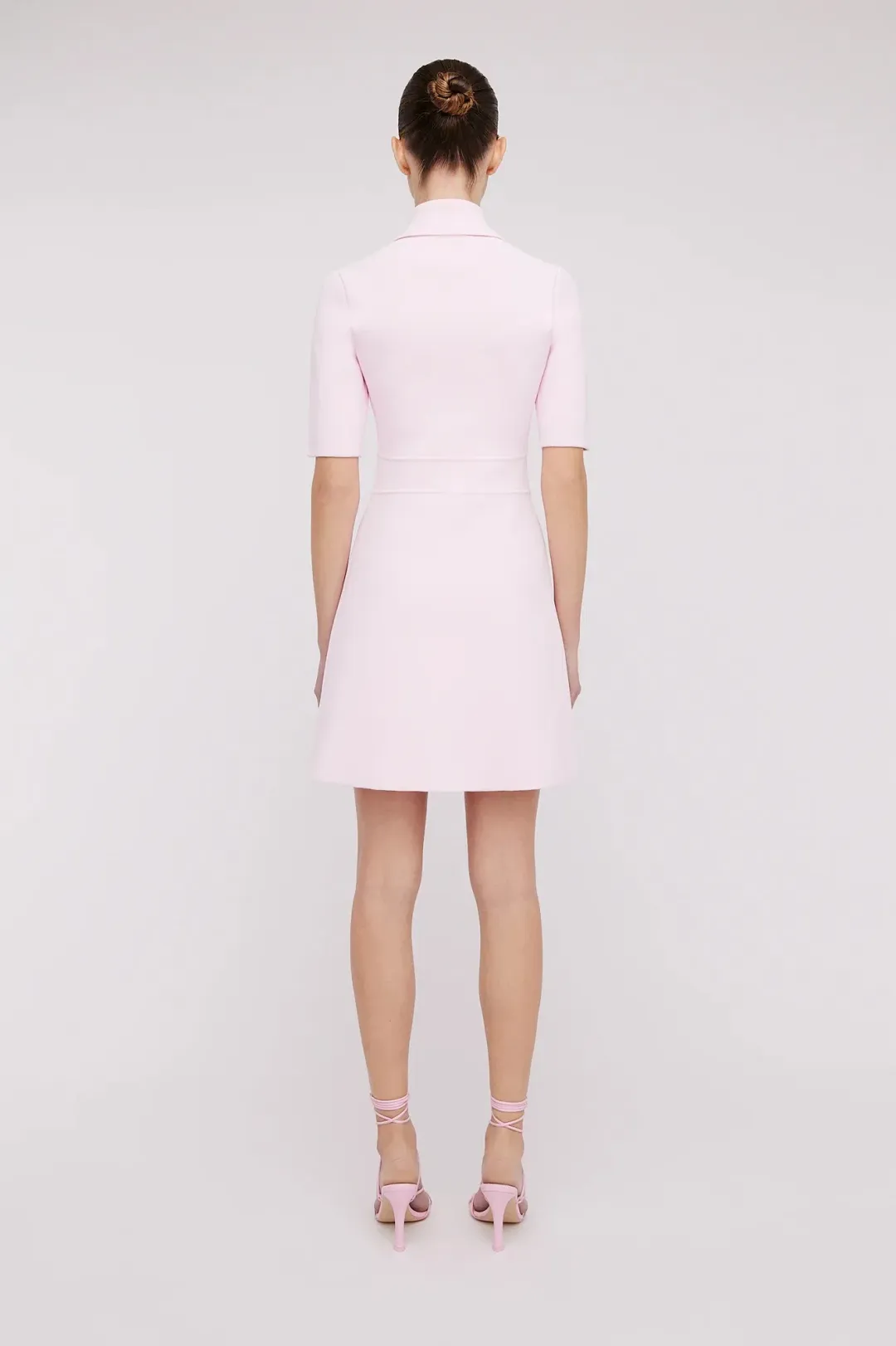 Scanlan Theodore Crepe Knit Button Collar Mini Dress Pink Size XS / Au 6 for rent on The Volte - main image