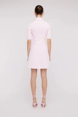 Scanlan Theodore Crepe Knit Button Collar Mini Dress Pink Size XS / Au 6 for rent on The Volte - image 3