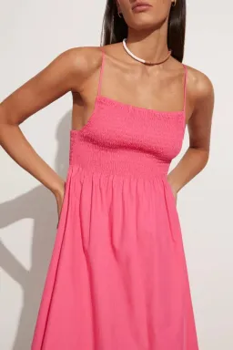 Faithfull the Brand Bryssa Midi Dress Pink Size 8 for rent on The Volte - image 2