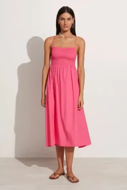 Faithfull the Brand Bryssa Midi Dress Pink Size 8 for rent on The Volte - image 1