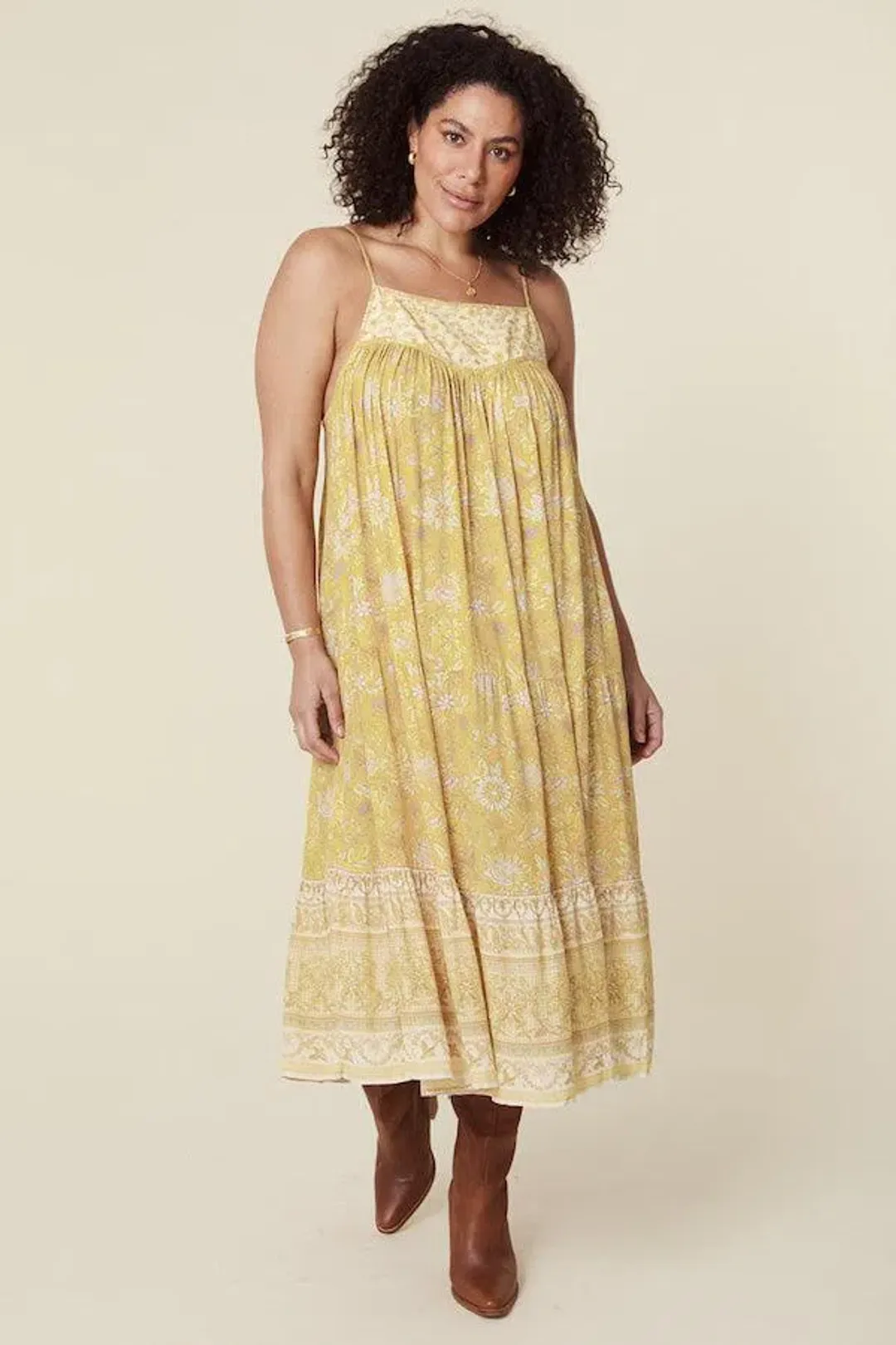 Spell Mossy Strappy Midi Dress Yellow Size XS / AU 6 for rent on The Volte - main image