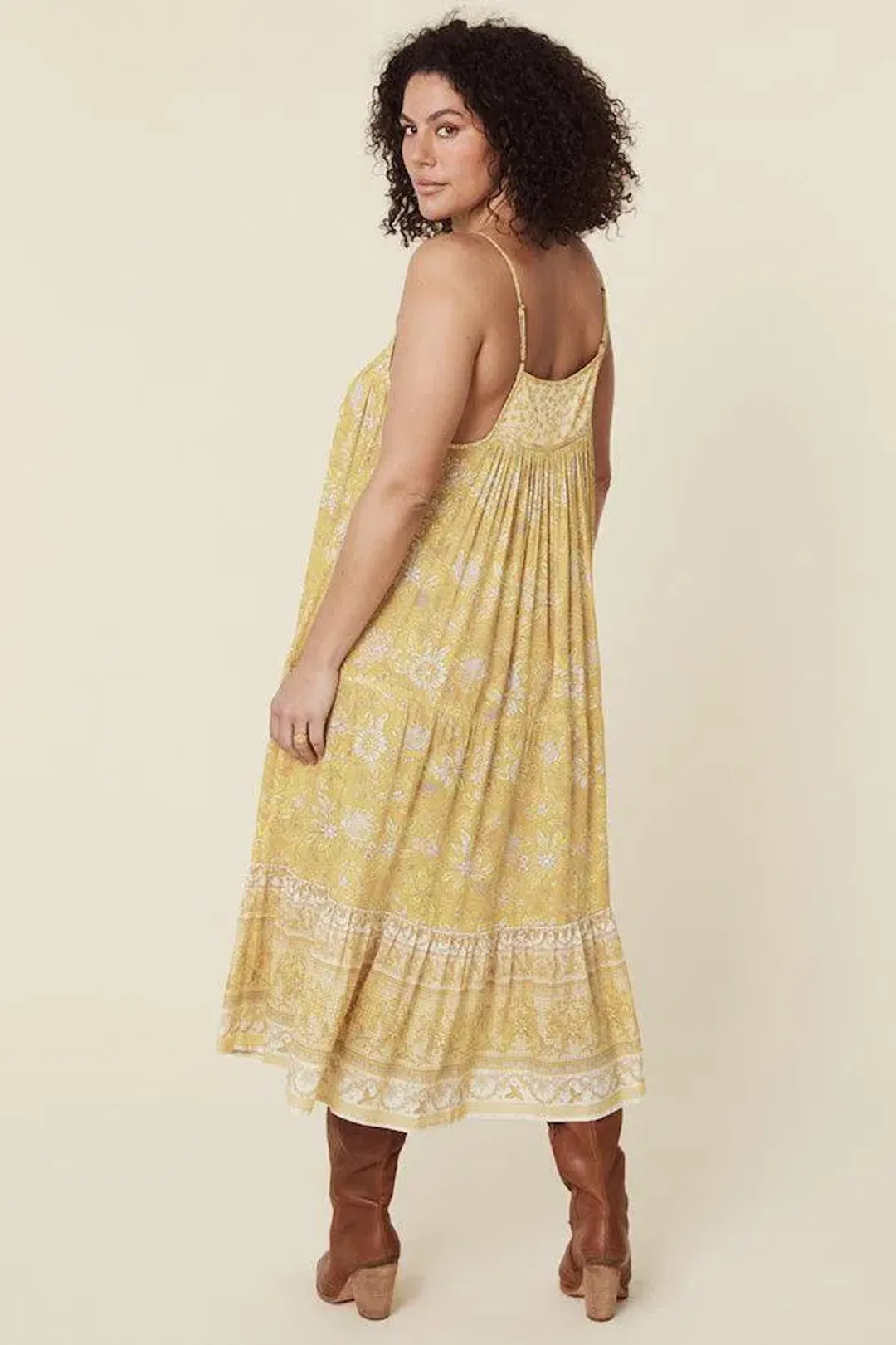 Spell Mossy Strappy Midi Dress Yellow Size XS / AU 6 for rent on The Volte - main image