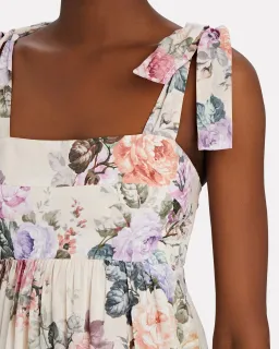 Zimmermann Brighton Antique Floral Shoulder Tie Maxi Dress Blush Size 1 / AU 10 for rent on The Volte - image 2