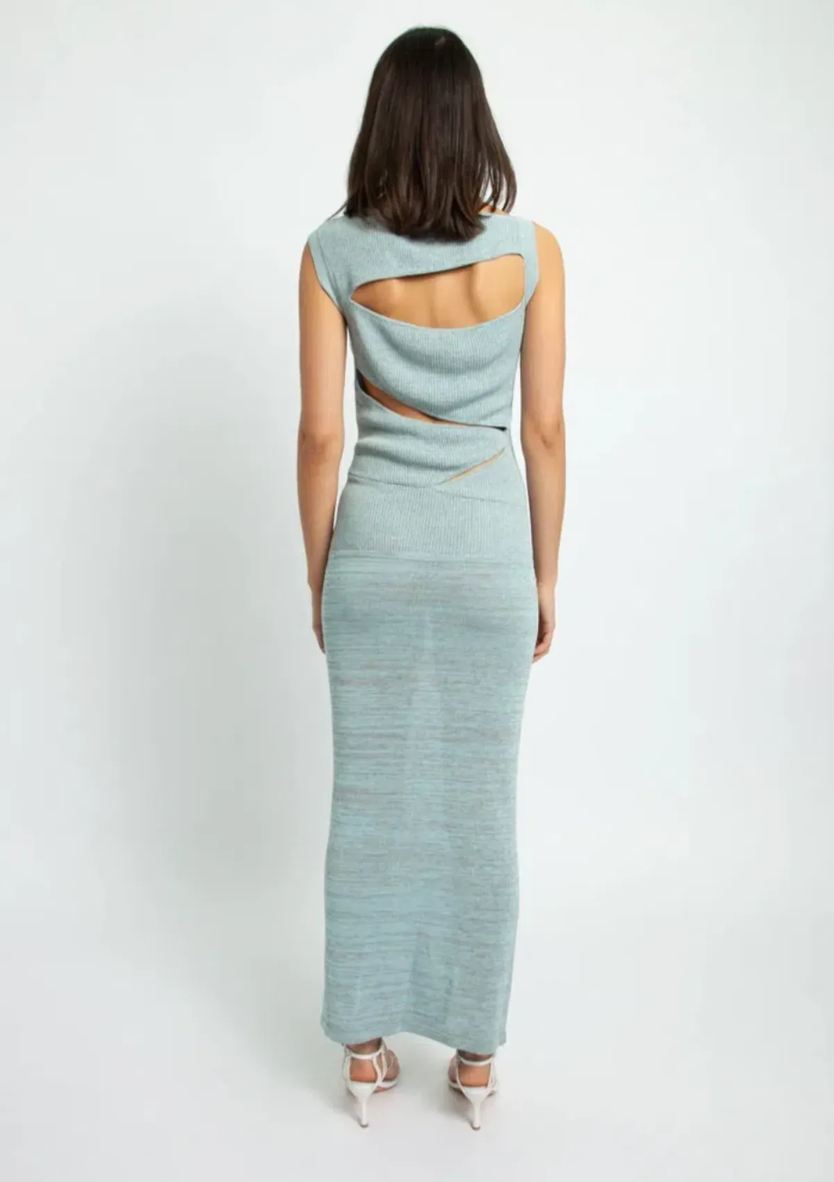 Christopher Esber Slashed Knit Mini Dress Blue Size AU 6 - Image 3