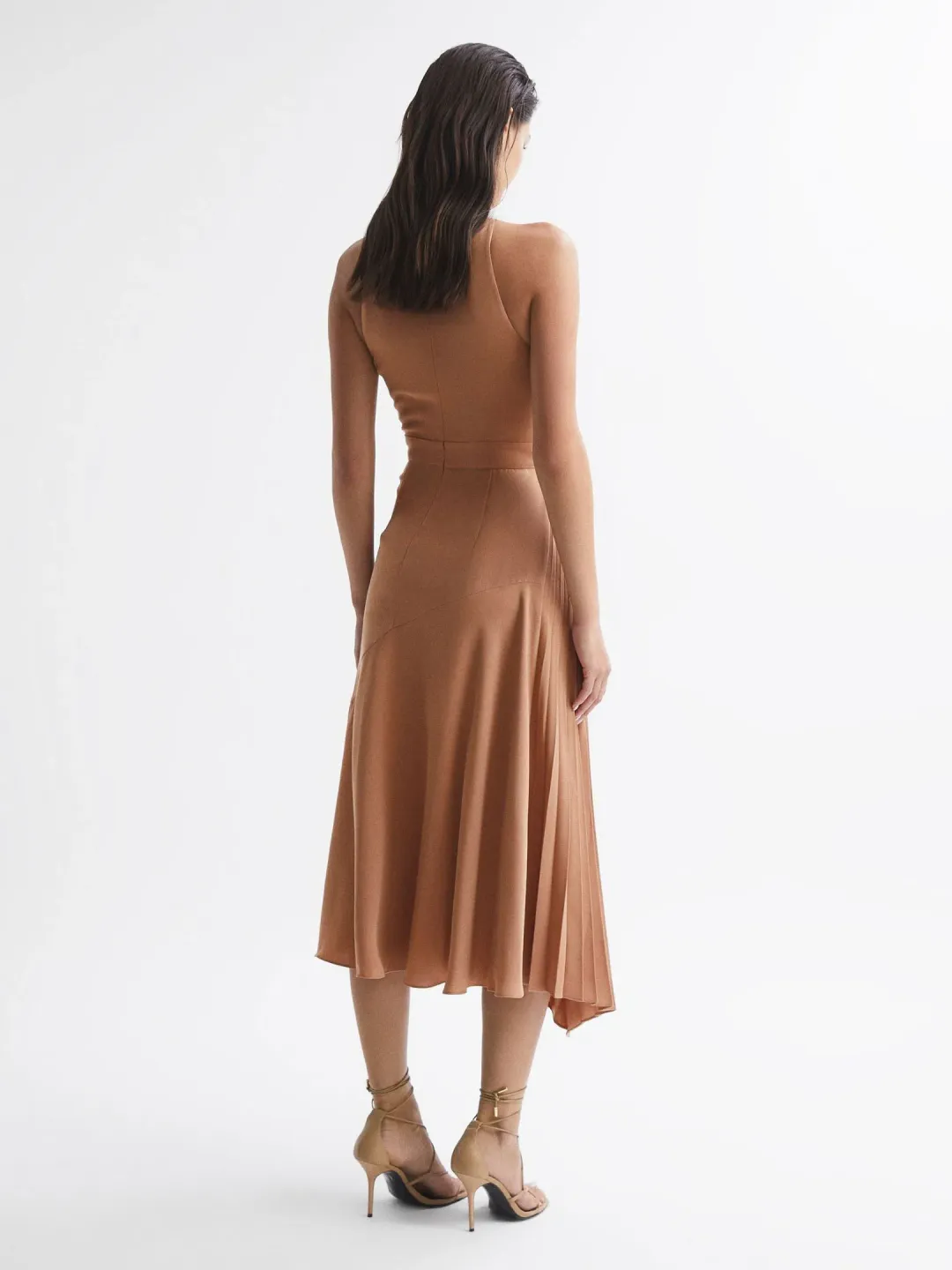 Reiss Anise Colourblock Midi Dress Multi Nude Size 8 for rent on The Volte - main image