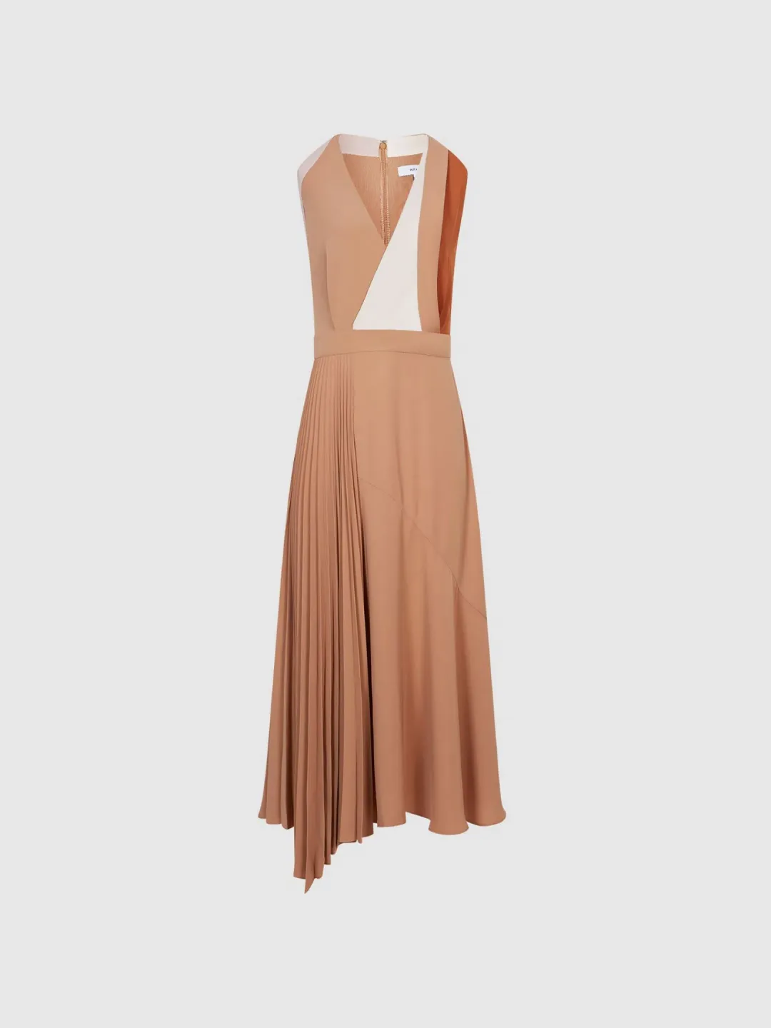 Reiss Anise Colourblock Midi Dress Multi Nude Size 8 for rent on The Volte - main image