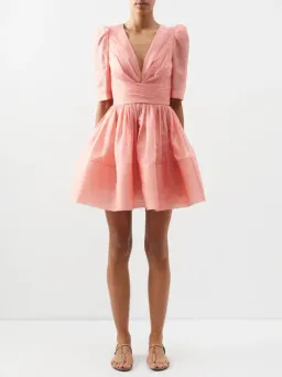 Zimmermann Wonderland Sleeved Mini Dress in Guava Size 1/Au 10 for rent on The Volte - image 1