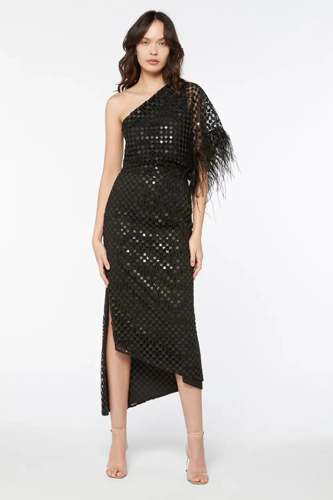 Manning Cartell Checkerboard Sequin Event Dress Black Size 6 for rent on The Volte - main image