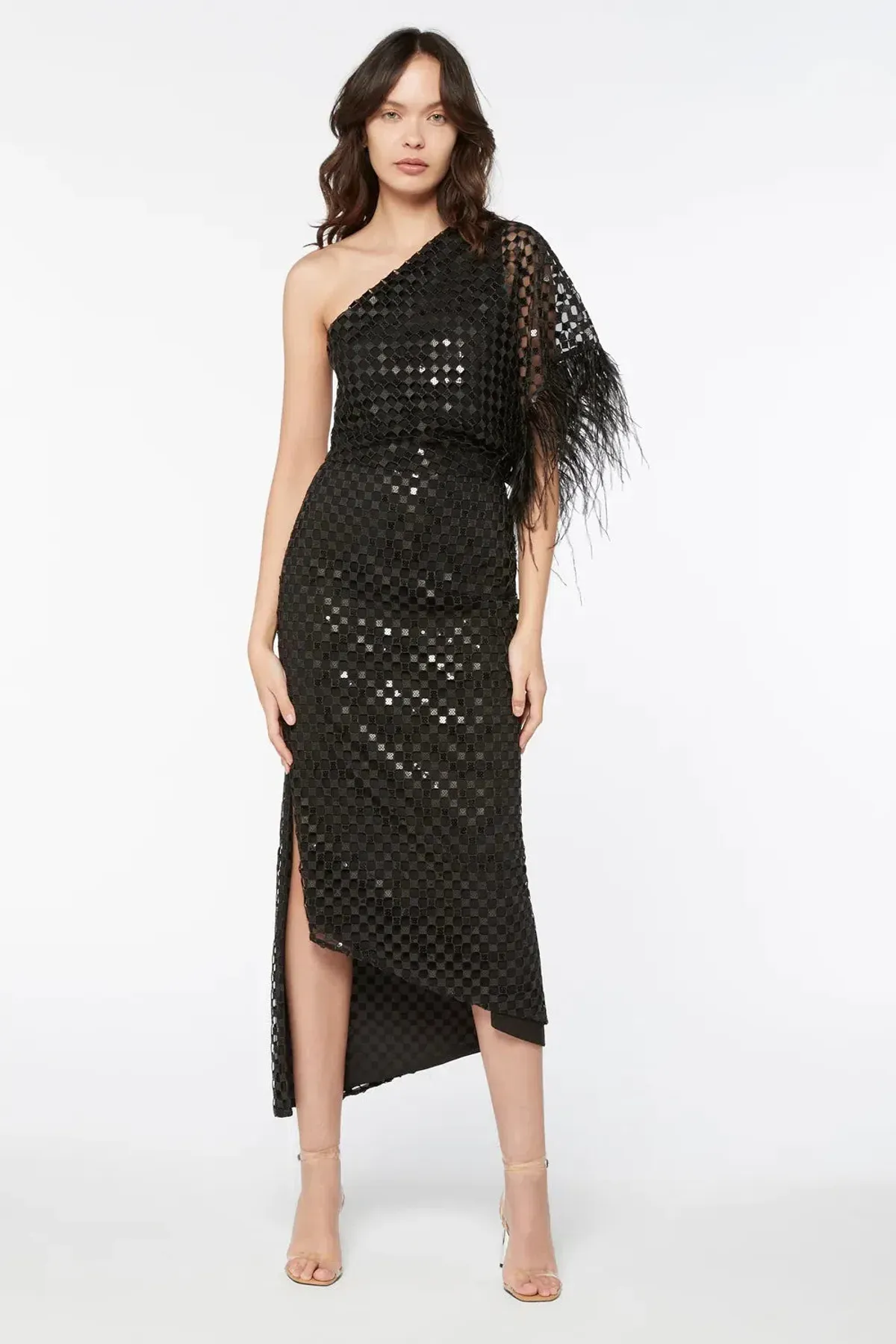 Manning Cartell Checkerboard Sequin Event Dress Black Size 6 for rent on The Volte - main image