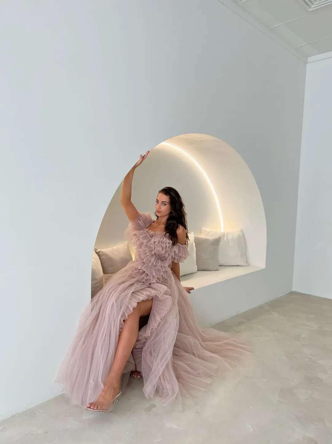 Tarik Ediz Patrice Dress Blush Size 10 for rent on The Volte - main image