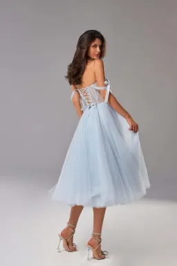 Milla Tie Shoulder Tulle Dress Light Blue Size 8 for rent on The Volte - image 1
