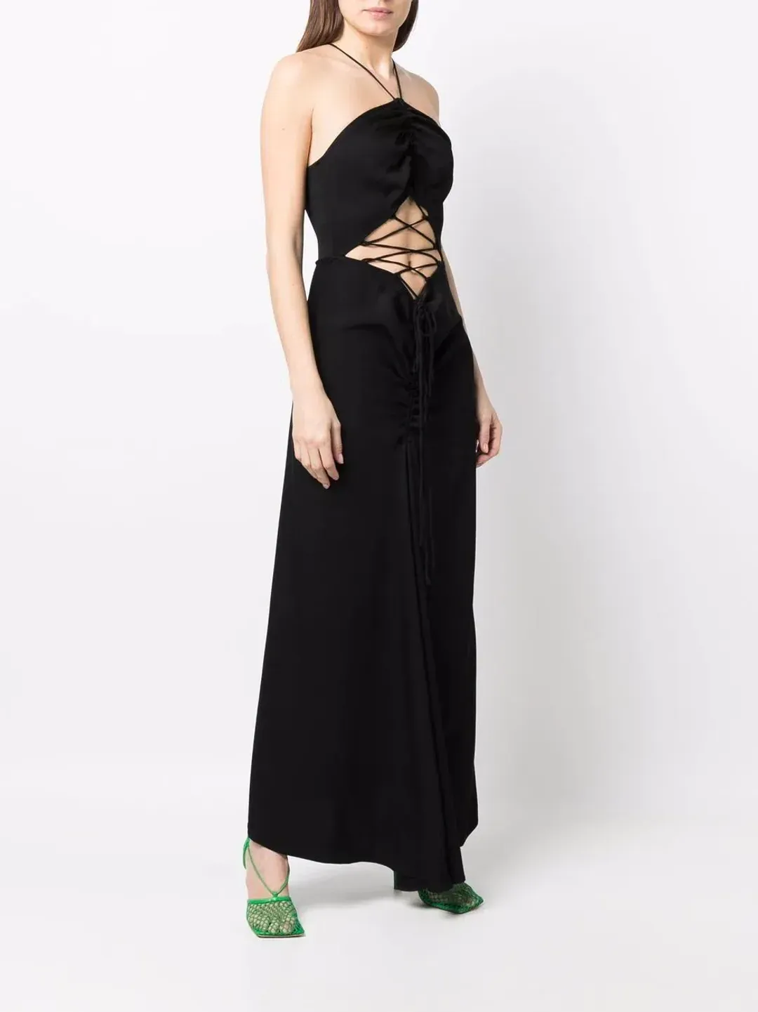 Christopher Esber Lattice Waist Tie Dress Black Size 4 for rent on The Volte - main image