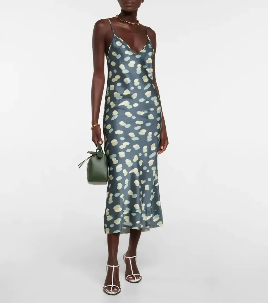 Lee Mathews Bella Printed Silk Satin Slip Dress Print Size 6 for rent on The Volte - main image